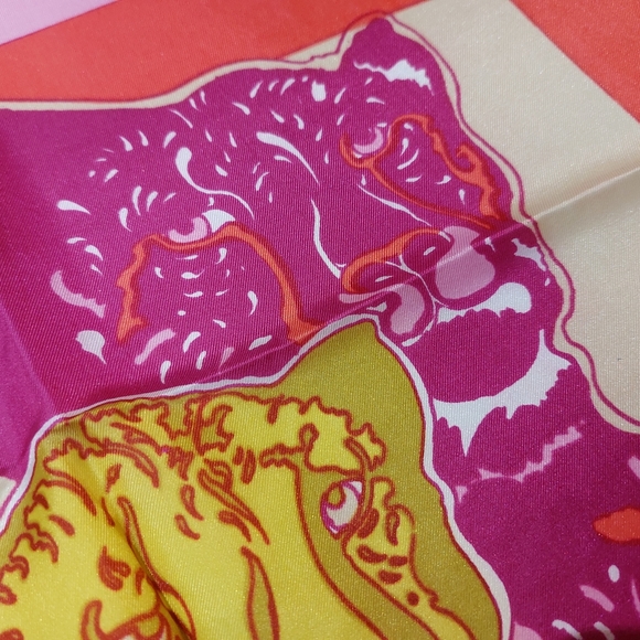 Vintage Silk Scarf Long Leopard Cat Cats Pop Art by Ron CHERESKIN 1970s Rare - Picture 9 of 12